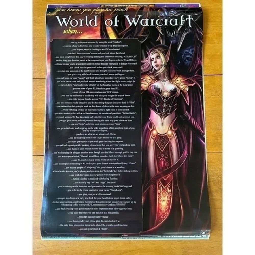 World of Warcraft Poster Sz 24x36 Large College Collection Wall Room Decor